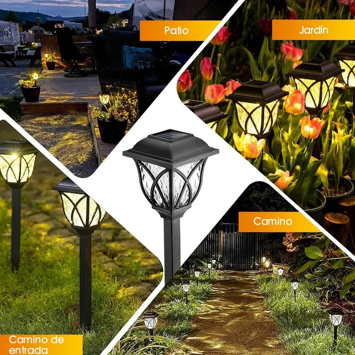 Faros solares 44 cm luz amarilla x 2 unidades