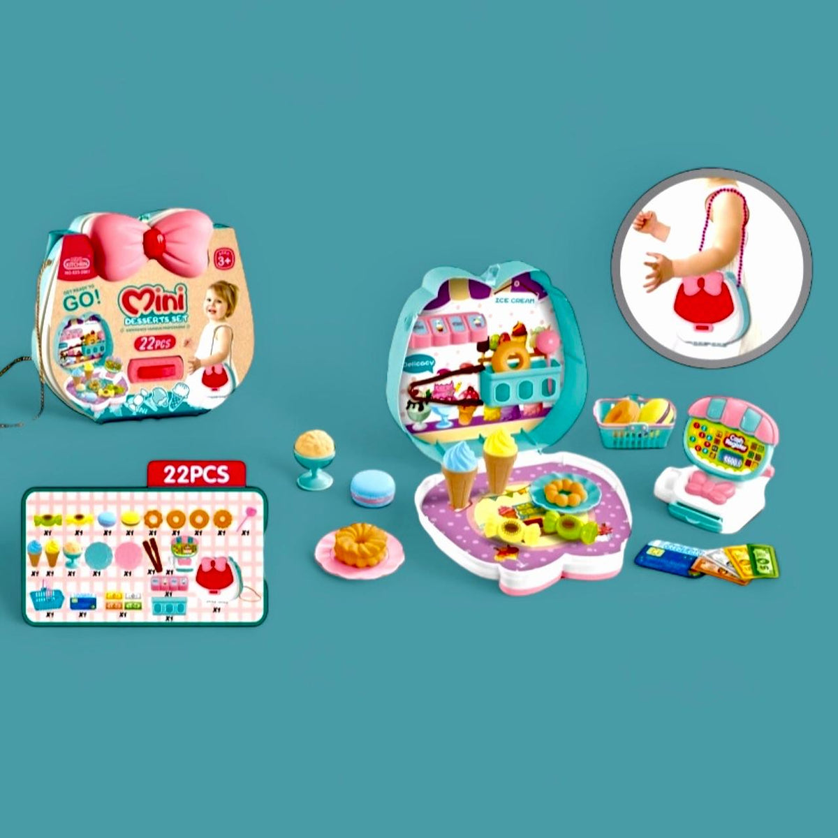 Cartera de juguete 22 piezas Kit Helado